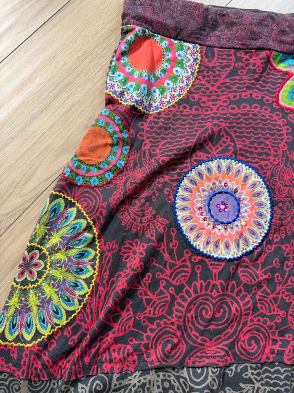 Desigual Embroidered Bohemian Multicolored Floral A-Line Skirt Euro Art A-line L - Picture 4 of 8